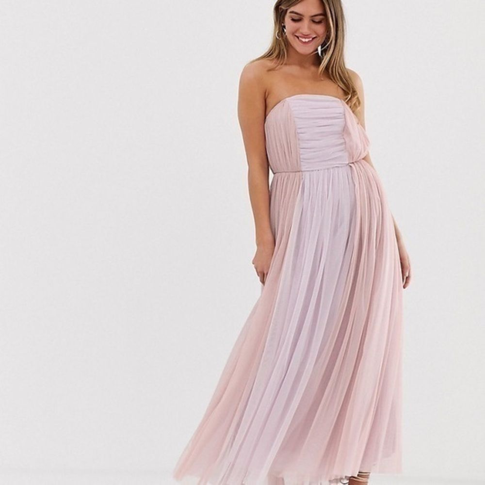 NWT ASOS Anaya With Love Contrast Tulle Bandeau midaxi Dress in Tonal Size 2